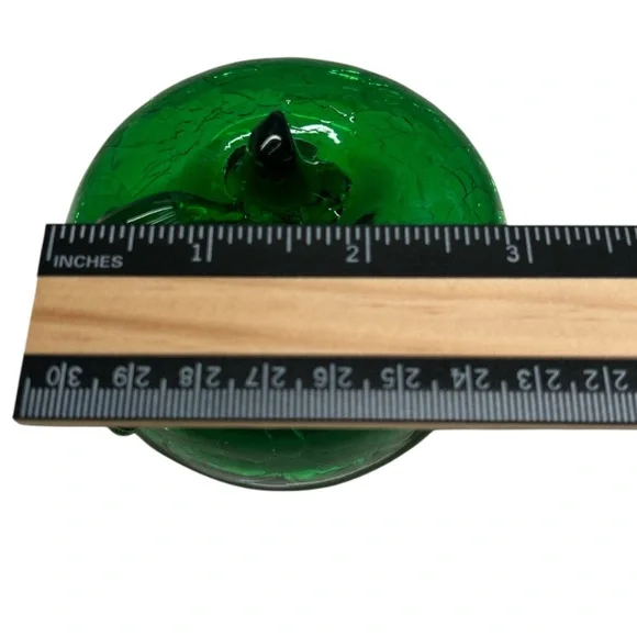 Vintage Green Crackled Glass Apple Sculpture - Picture 7 of 12